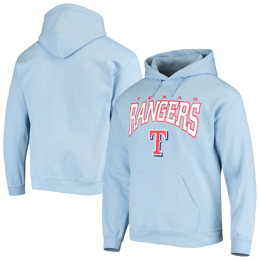 Men's Texas Rangers Stitches Light Blue Team Logo Pullover Hoodie