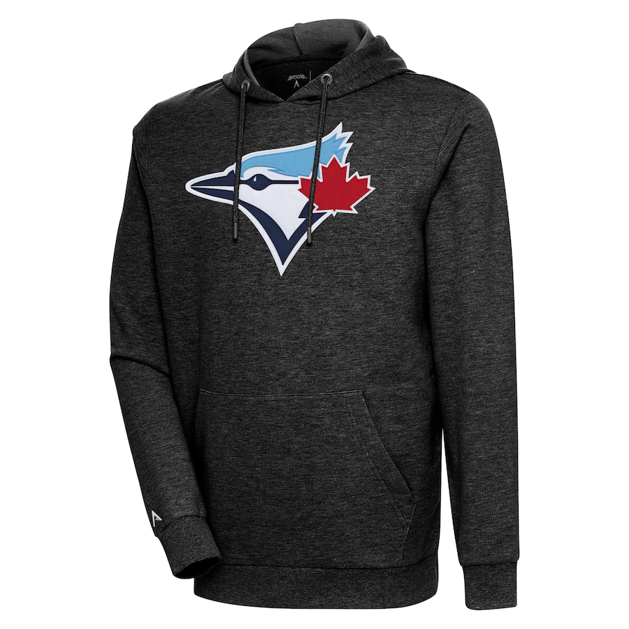 Men's Toronto Blue Jays Antigua Heather Black Action Pullover Hoodie