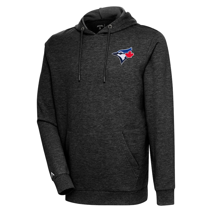 Men's Toronto Blue Jays Antigua Heather Black Action Pullover Hoodie