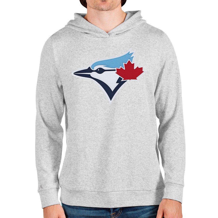 Men's Toronto Blue Jays Antigua Heathered Gray Team Logo Absolute Pullover Hoodie