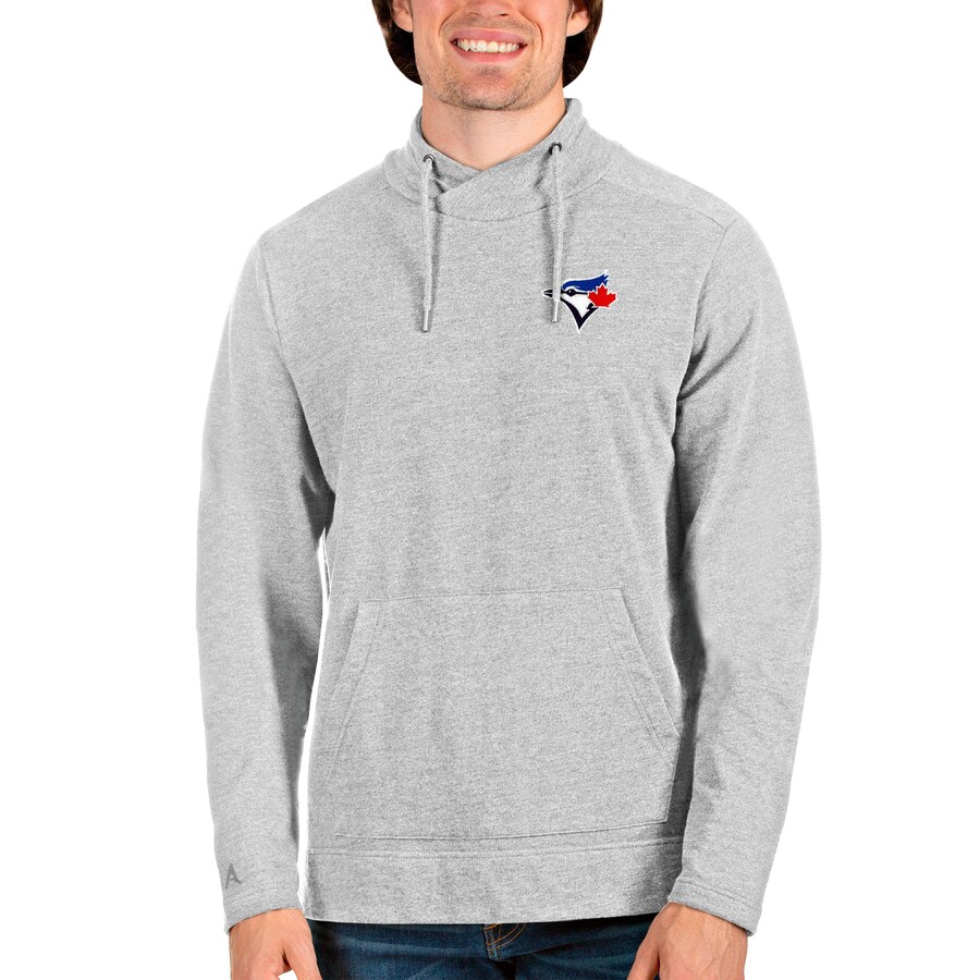 Men's Toronto Blue Jays Antigua Heathered Gray Team Reward Pullover Sweatshirt