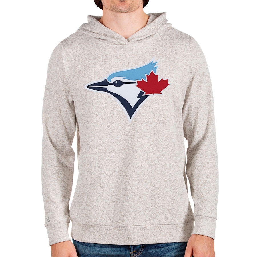 Men's Toronto Blue Jays Antigua Oatmeal Team Logo Absolute Pullover Hoodie
