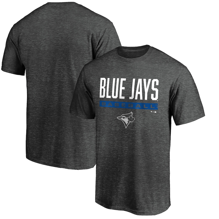 Men's Toronto Blue Jays Charcoal Win Stripe Logo T-Shirt Men's Toronto Blue Jays Charcoal Win Stripe Logo T-Shirt