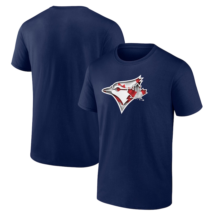 Men's Toronto Blue Jays Navy Banner Wave Logo T-Shirt Men's Toronto Blue Jays Navy Banner Wave Logo T-Shirt