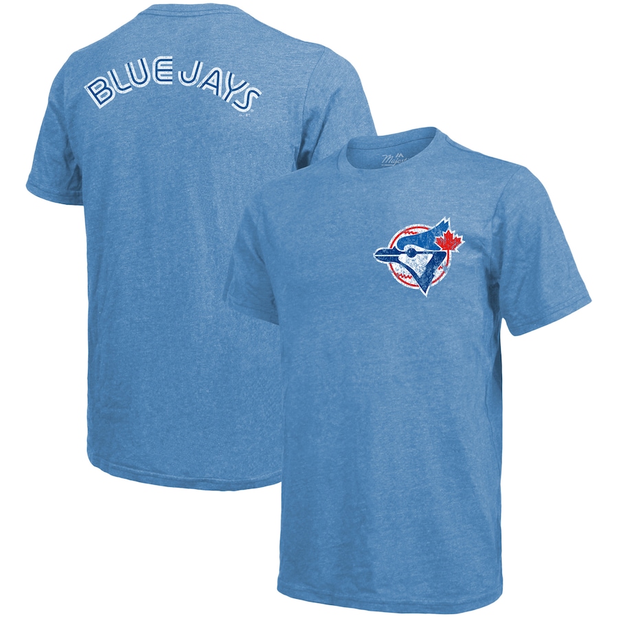 Men's Toronto Blue Jays Majestic Threads Light Blue Throwback Logo Tri-Blend T-Shirt Men's Toronto Blue Jays Majestic Threads Light Blue Throwback Logo Tri-Blend T-Shirt
