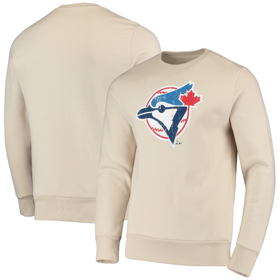 Men's Toronto Blue Jays Majestic Threads Oatmeal Fleece Pullover Sweatshirt