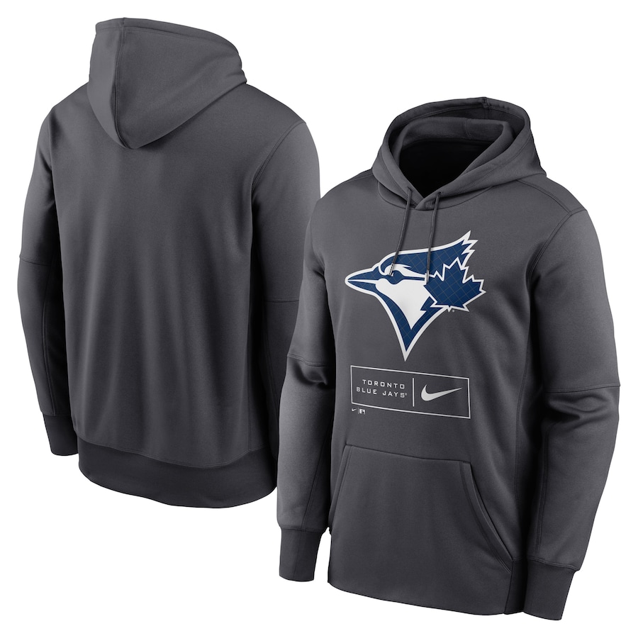 Men's Toronto Blue Jays Nike Anthracite Season Pattern Pullover Hoodie Men's Toronto Blue Jays Nike Anthracite Season Pattern Pullover Hoodie