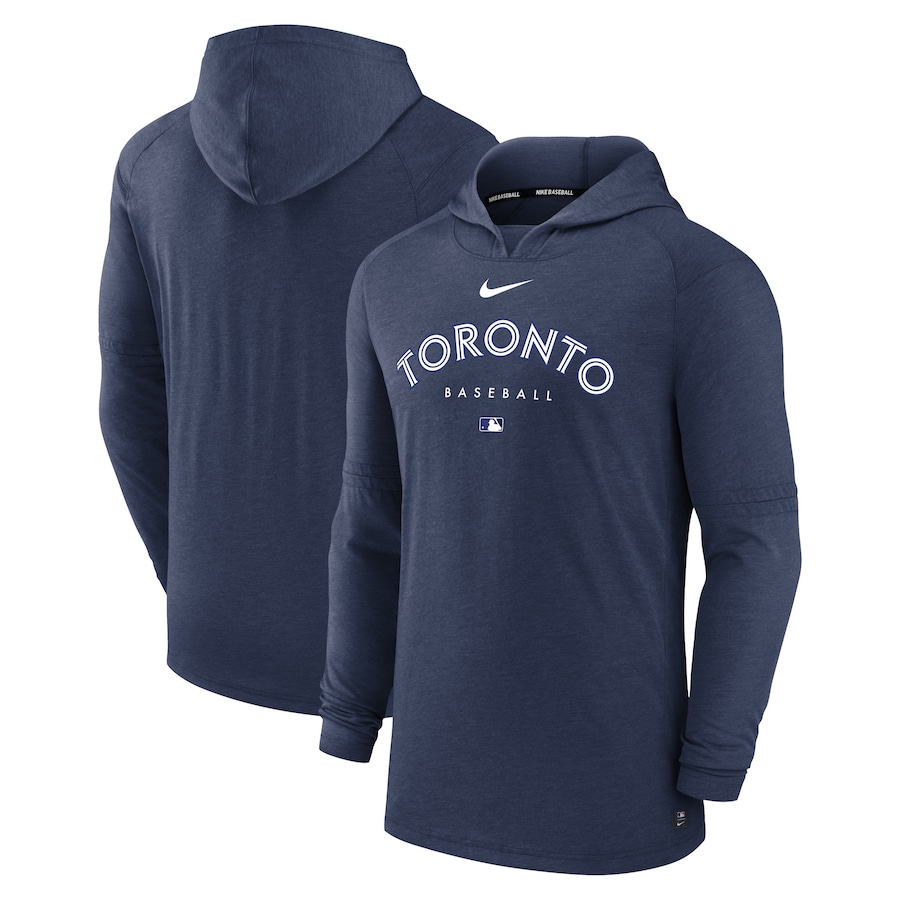Men's Toronto Blue Jays Nike Heather Navy Authentic Collection Early Work Tri-Blend Performance Pullover Hoodie Men's Toronto Blue Jays Nike Heather Navy Authentic Collection Early Work Tri-Blend Performance Pullover Hoodie