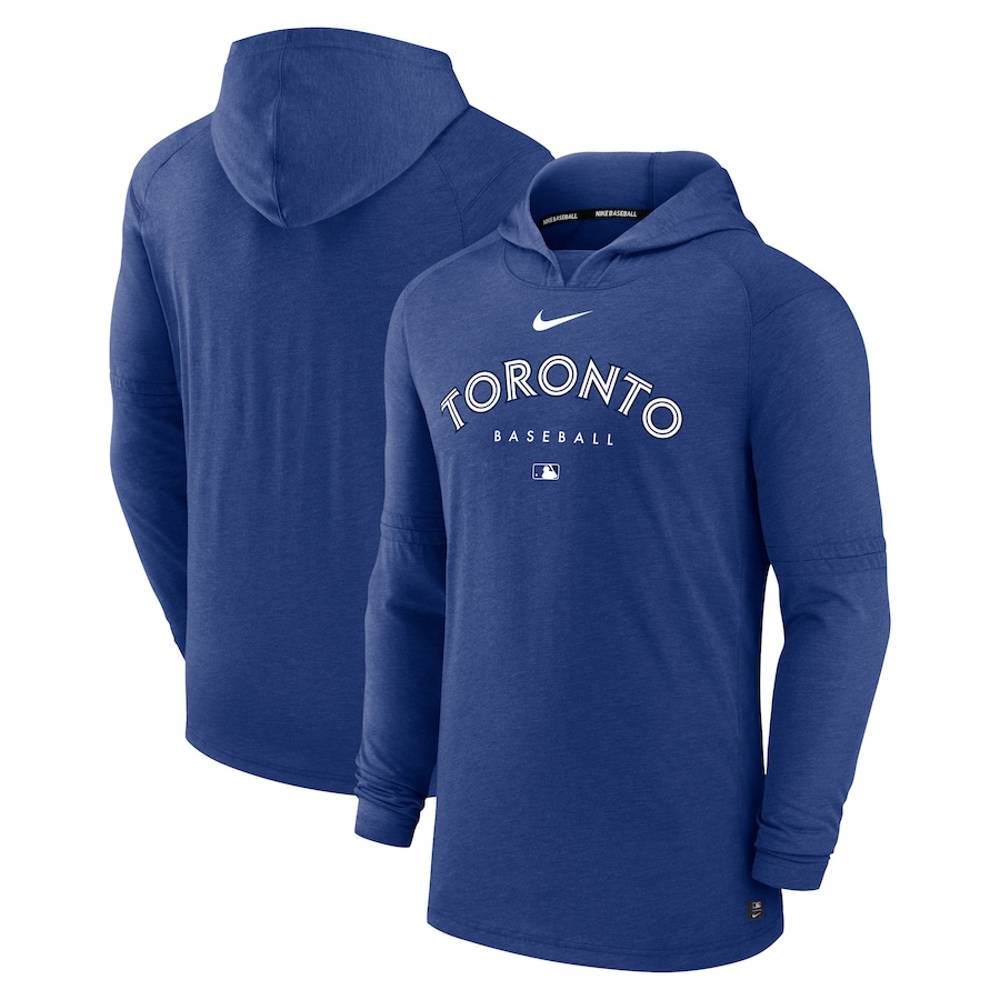 Men's Toronto Blue Jays Nike Heather Royal Authentic Collection Early Work Tri-Blend Performance Pullover Hoodie Men's Toronto Blue Jays Nike Heather Royal Authentic Collection Early Work Tri-Blend Performance Pullover Hoodie