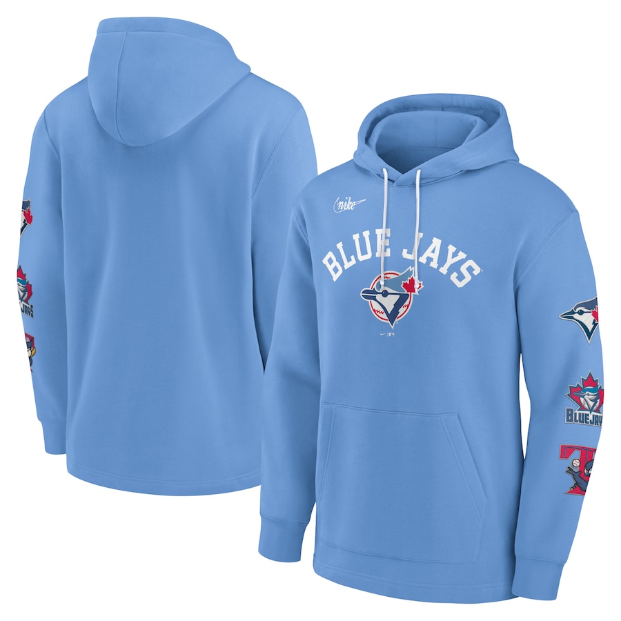Men's Toronto Blue Jays Nike Powder Blue Rewind Lefty Pullover Hoodie Men's Toronto Blue Jays Nike Powder Blue Rewind Lefty Pullover Hoodie