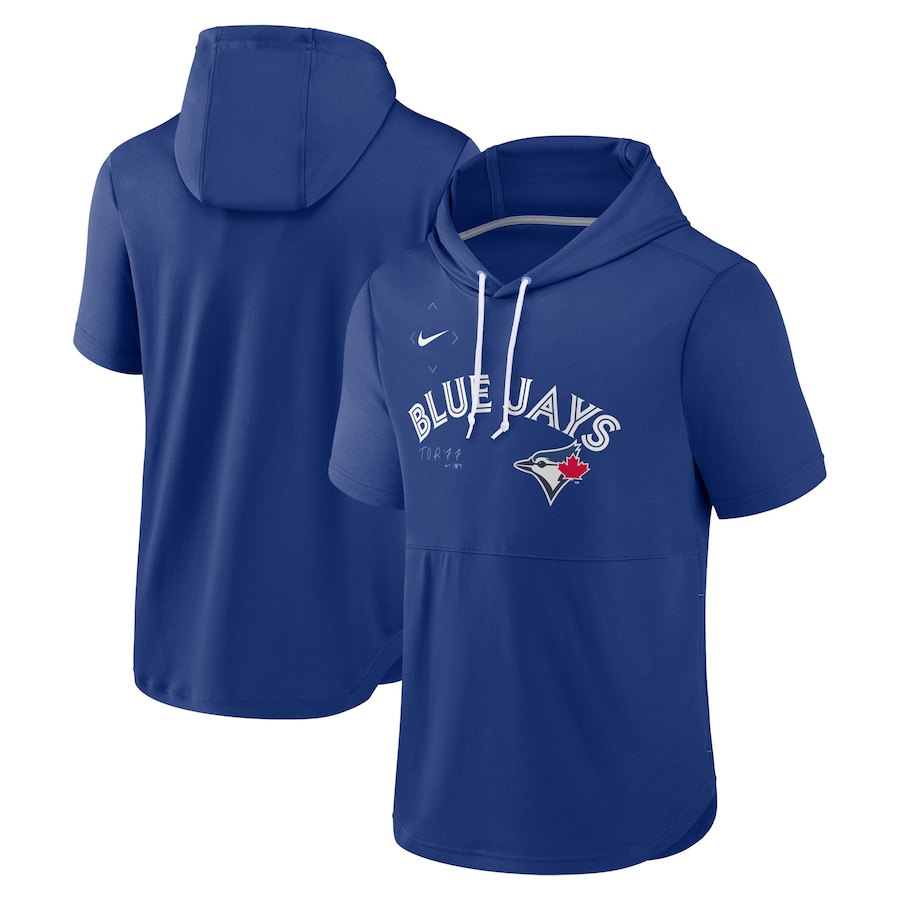 Men's Toronto Blue Jays Nike Royal Springer Short Sleeve Team Pullover Hoodie