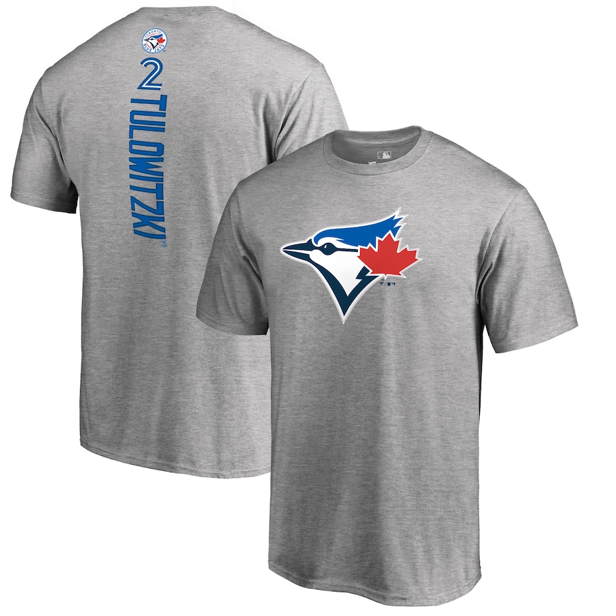 Men's Toronto Blue Jays Troy Tulowitzki Ash Backer T-Shirt