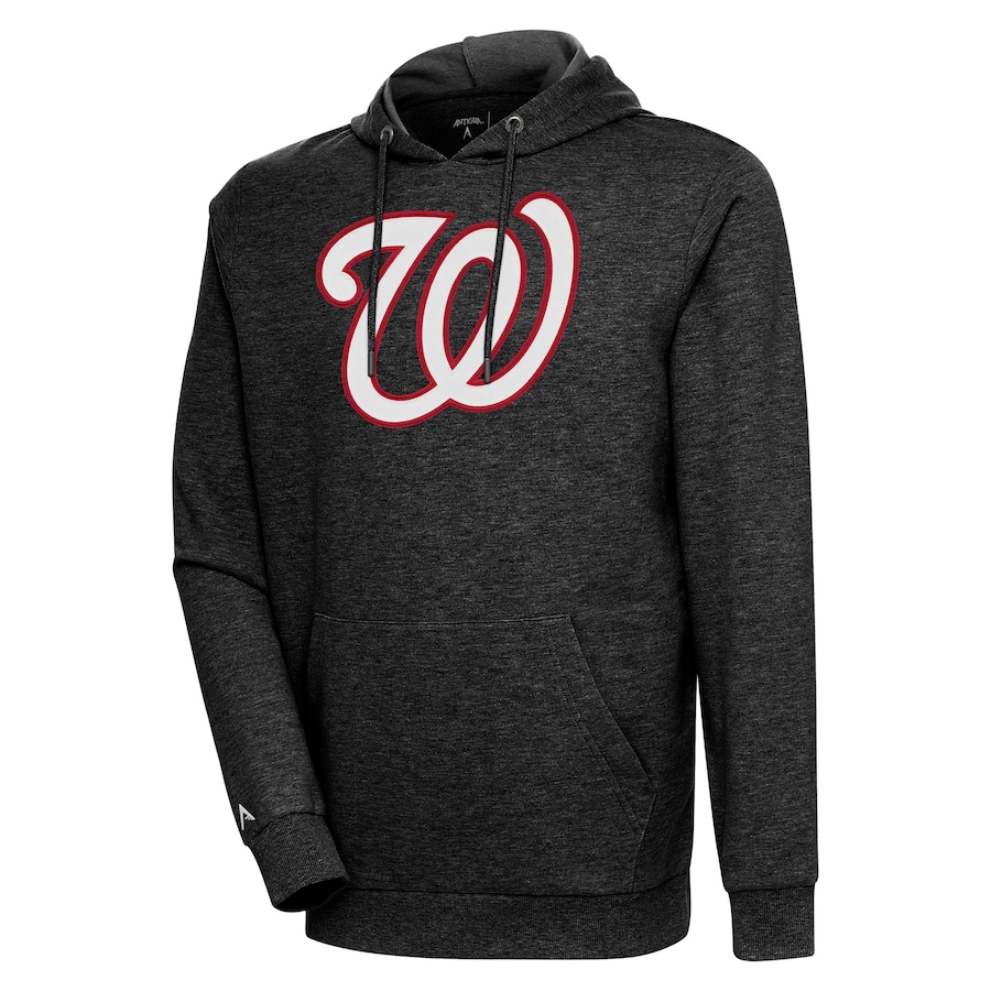 Men's Washington Nationals Antigua Heather Black Action Pullover Hoodie