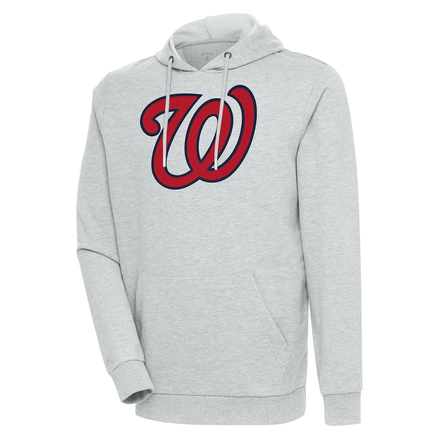 Men's Washington Nationals Antigua Heather Gray Action Pullover Hoodie