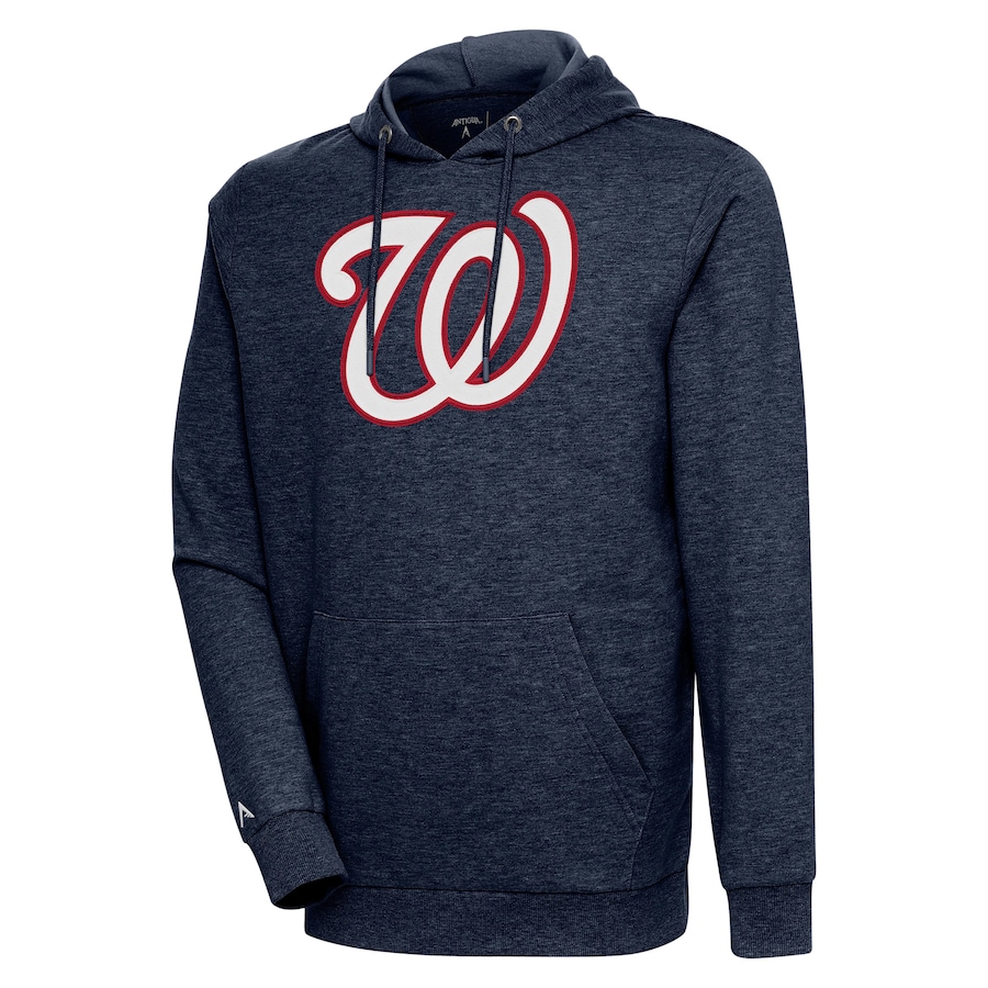 Men's Washington Nationals Antigua Heather Navy Action Pullover Hoodie