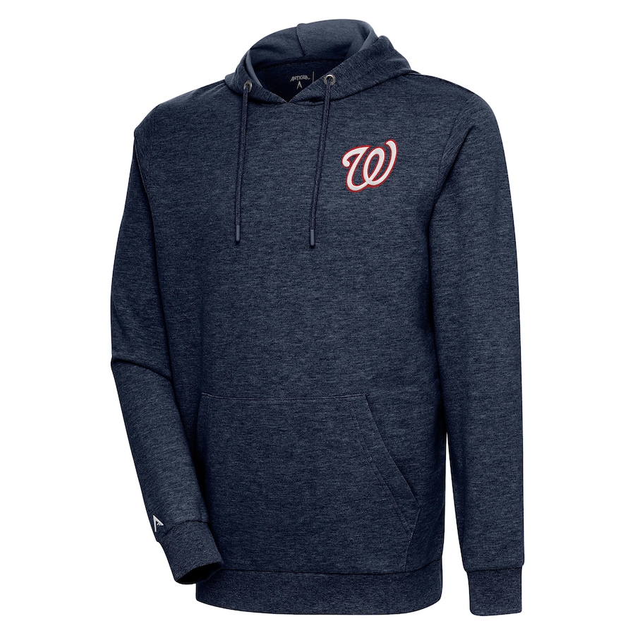 Men's Washington Nationals Antigua Heather Navy Action Pullover Hoodie