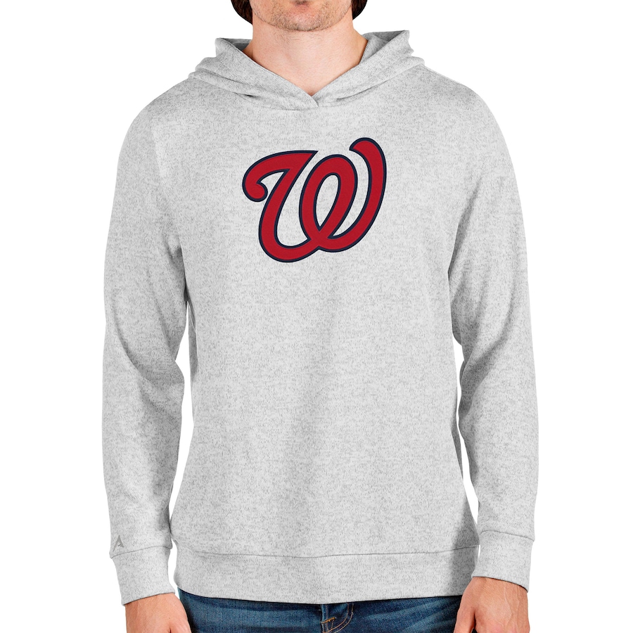 Men's Washington Nationals Antigua Heathered Gray Team Logo Absolute Pullover Hoodie