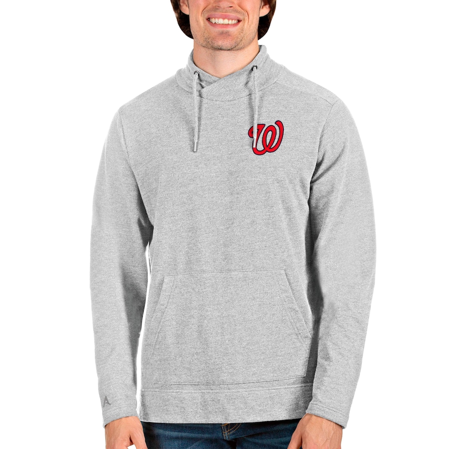 Men's Washington Nationals Antigua Heathered Gray Team Reward Pullover Sweatshirt