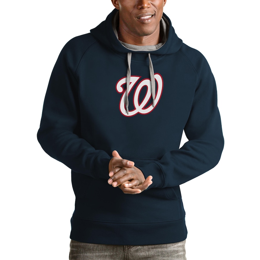 Men's Washington Nationals Antigua Navy Victory Pullover Team Logo Hoodie
