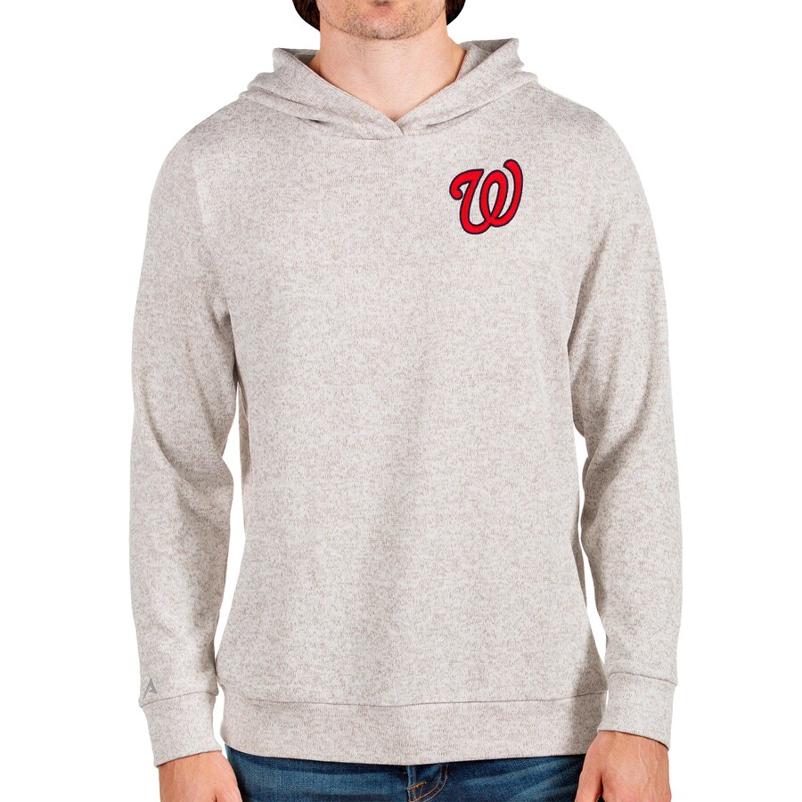 Men's Washington Nationals Antigua Oatmeal Absolute Pullover Hoodie