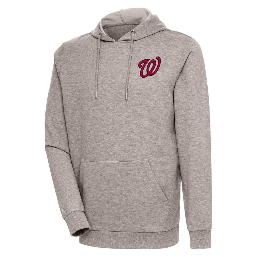 Men's Washington Nationals Antigua Oatmeal Action Pullover Hoodie