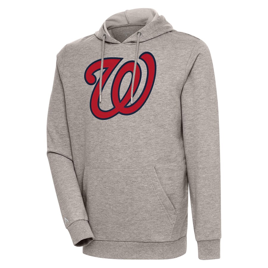 Men's Washington Nationals Antigua Oatmeal Action Pullover Hoodie
