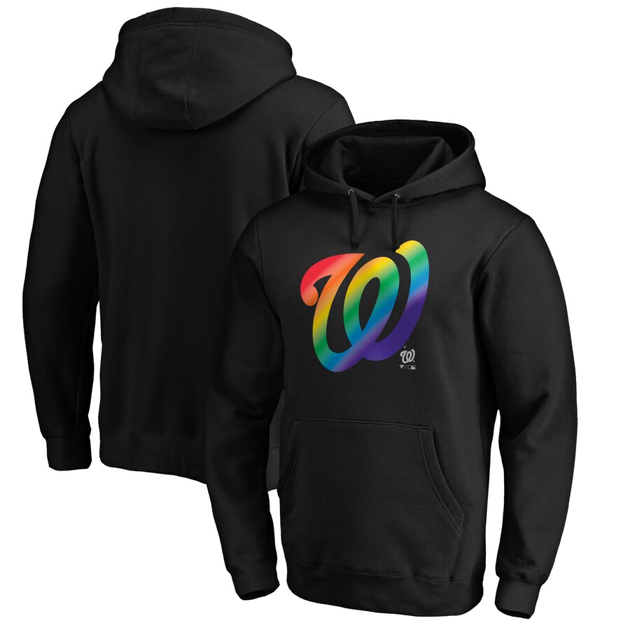Men's Washington Nationals Black Team Pride Logo Pullover Hoodie