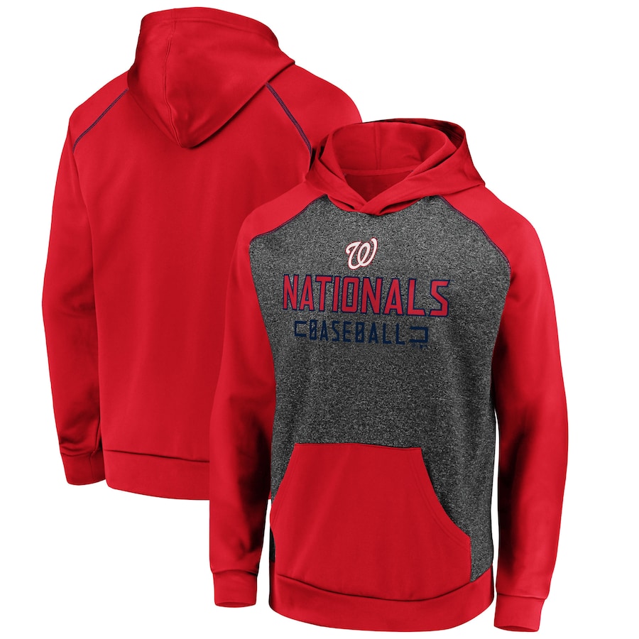 Men's Washington Nationals Charcoal/Red Game Day Ready Raglan Pullover Hoodie