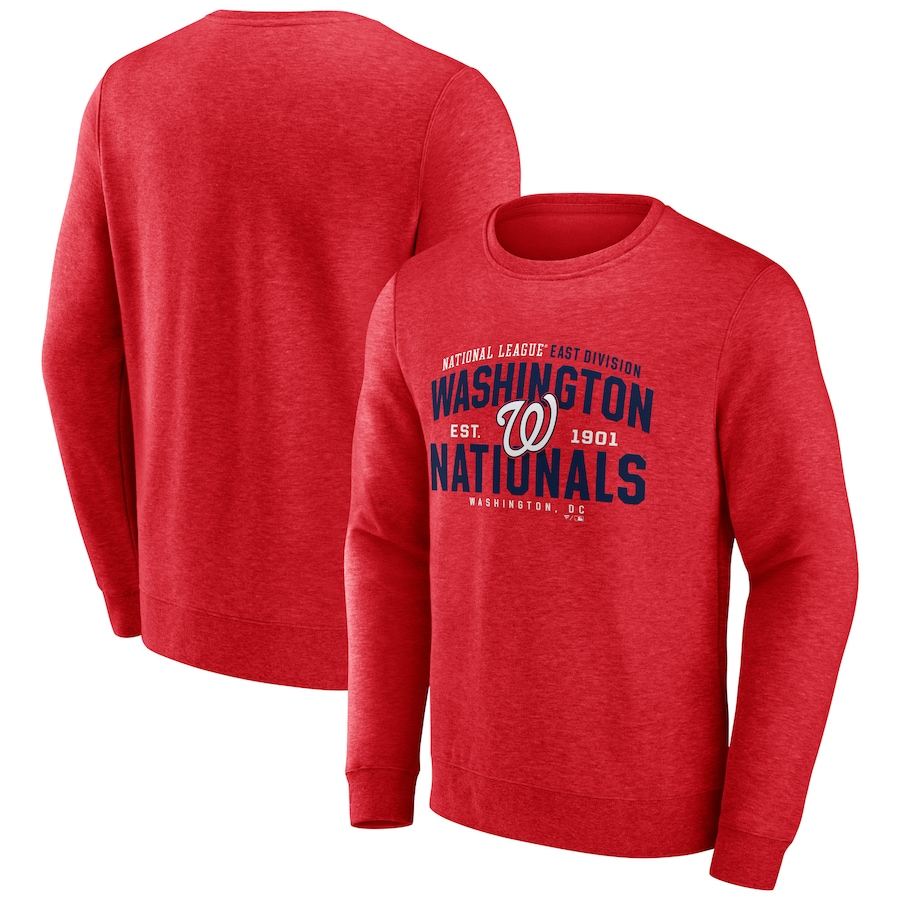 Men's Washington Nationals Heathered Red Classic Move Pullover Sweatshirt