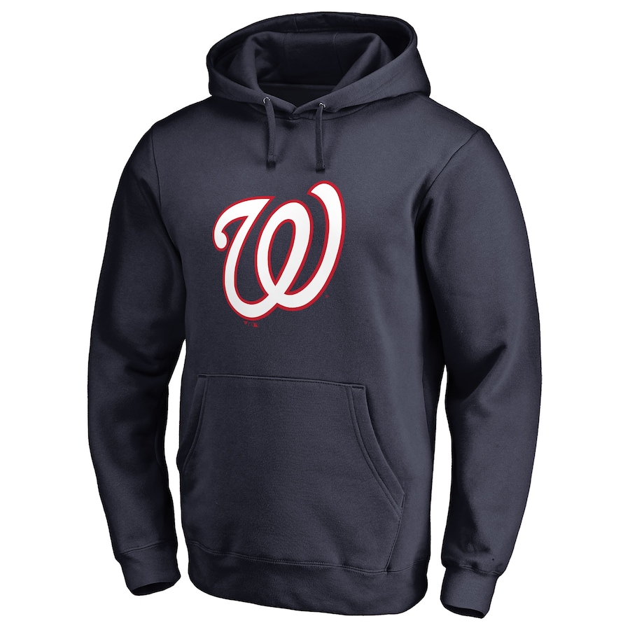 Men's Washington Nationals Navy Official Logo Fitted Pullover Hoodie Men's Washington Nationals Navy Official Logo Fitted Pullover Hoodie