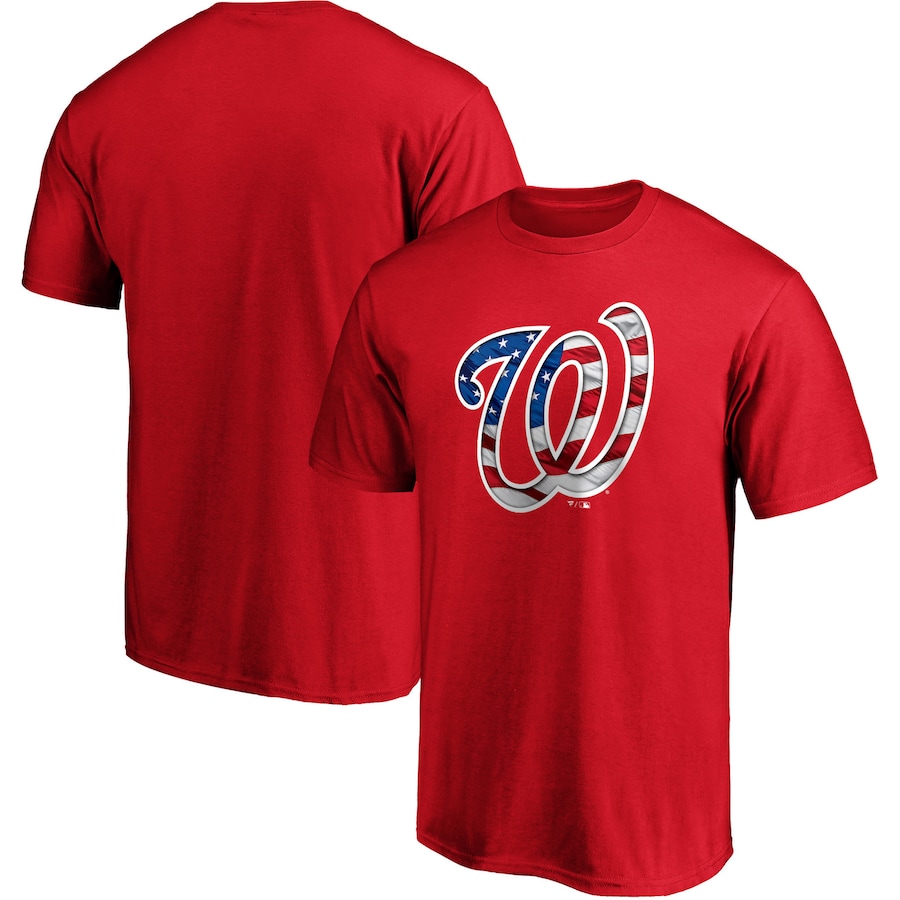 Men's Washington Nationals Red Banner Wave T-Shirt Men's Washington Nationals Red Banner Wave T-Shirt