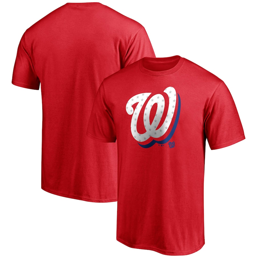 Men's Washington Nationals Red Red White and Team Logo T-Shirt Men's Washington Nationals Red Red White and Team Logo T-Shirt