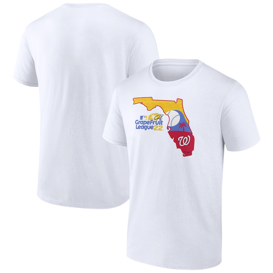 Men's Washington Nationals White 2022 MLB Spring Training Grapefruit League State Fill T-Shirt Men's Washington Nationals White 2022 MLB Spring Training Grapefruit League State Fill T-Shirt