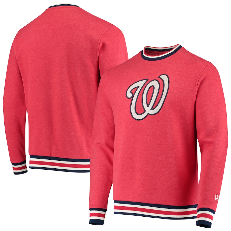 Men's Washington Nationals New Era Heathered Red Ringer Pullover Sweatshirt Men's Washington Nationals New Era Heathered Red Ringer Pullover Sweatshirt