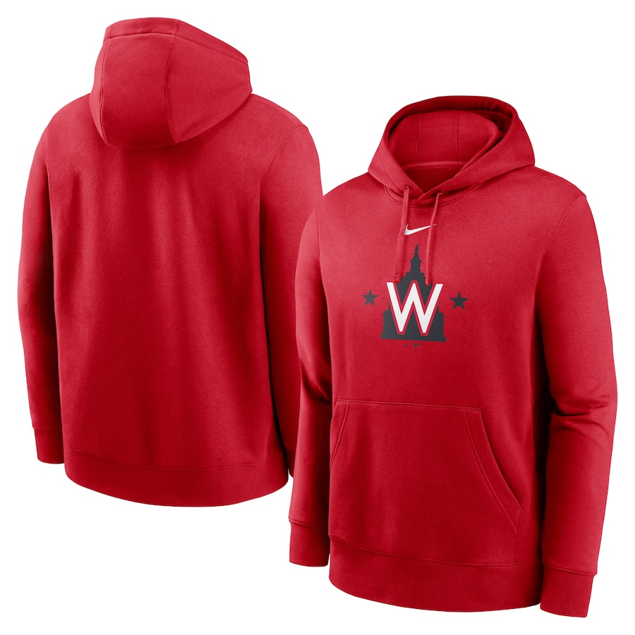 Men's Washington Nationals Nike Red Alternate Logo Club Pullover Hoodie Men's Washington Nationals Nike Red Alternate Logo Club Pullover Hoodie
