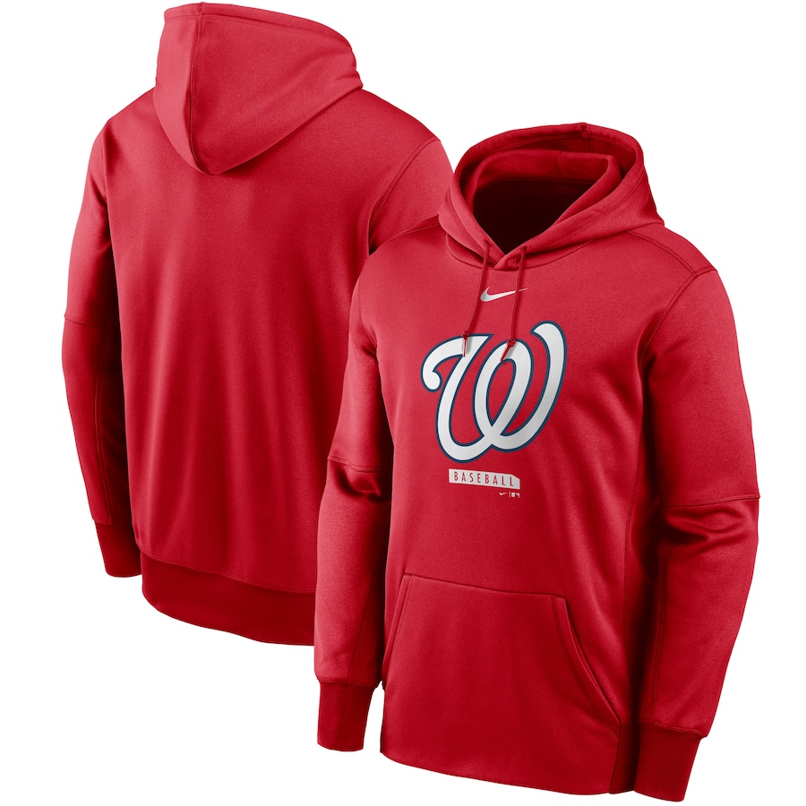 Men's Washington Nationals Nike Red Logo Therma Performance Pullover Hoodie Men's Washington Nationals Nike Red Logo Therma Performance Pullover Hoodie