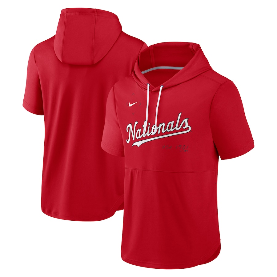 Men's Washington Nationals Nike Red Springer Short Sleeve Team Pullover Hoodie Men's Washington Nationals Nike Red Springer Short Sleeve Team Pullover Hoodie