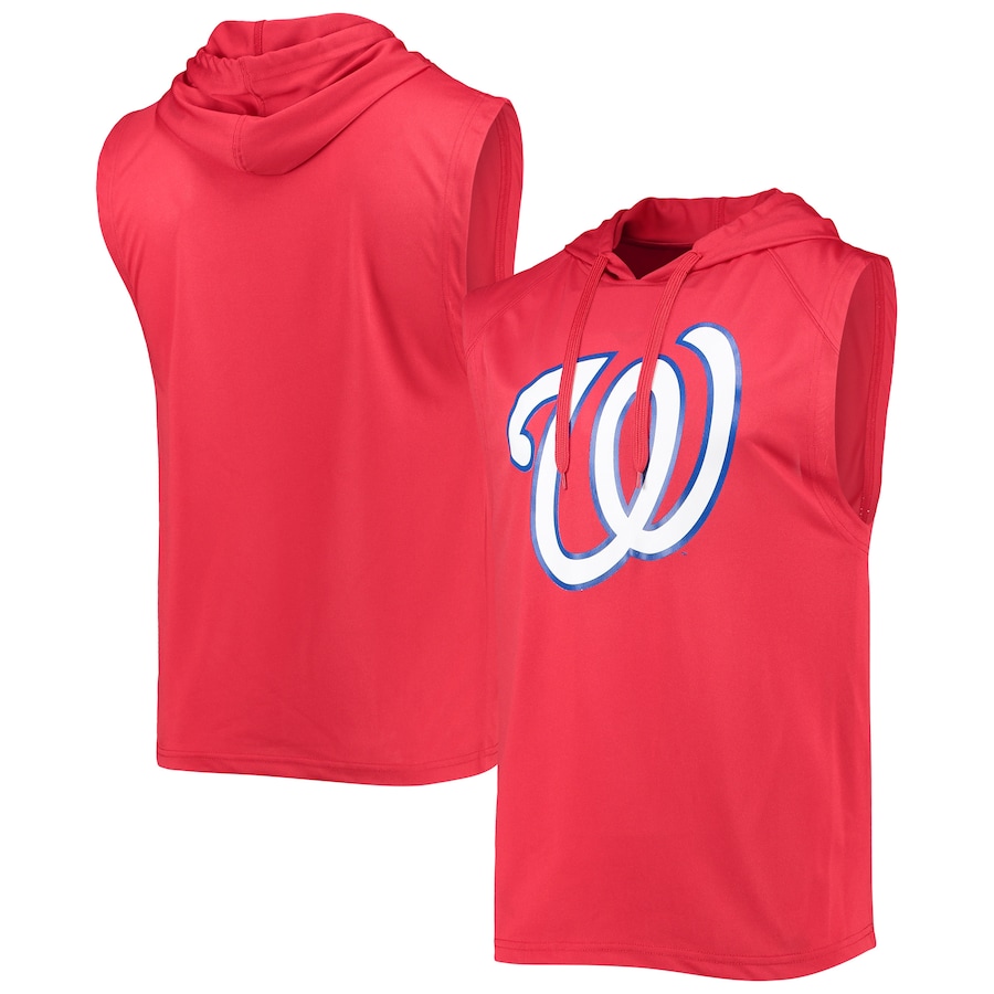 Men's Washington Nationals Stitches Red Sleeveless Pullover Hoodie Men's Washington Nationals Stitches Red Sleeveless Pullover Hoodie