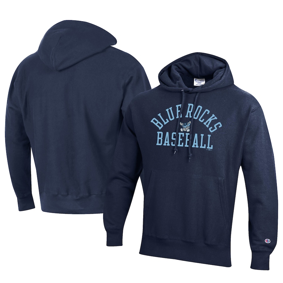 Men's Wilmington Blue Rocks Champion Navy Baseball Reverse Weave Pullover Hoodie Men's Wilmington Blue Rocks Champion Navy Baseball Reverse Weave Pullover Hoodie