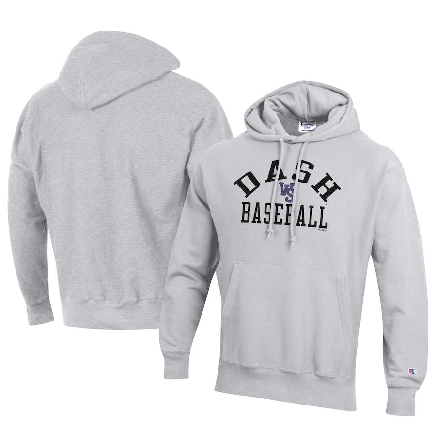 Men's Winston-Salem Dash Champion Gray Baseball Reverse Weave Pullover Hoodie Men's Winston-Salem Dash Champion Gray Baseball Reverse Weave Pullover Hoodie