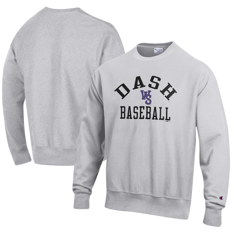 Men's Winston-Salem Dash Champion Gray Baseball Reverse Weave Pullover Sweatshirt Men's Winston-Salem Dash Champion Gray Baseball Reverse Weave Pullover Sweatshirt