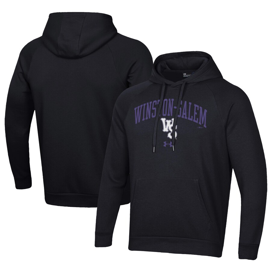 Men's Winston-Salem Dash Under Armour Black All Day Fleece Pullover Hoodie Men's Winston-Salem Dash Under Armour Black All Day Fleece Pullover Hoodie