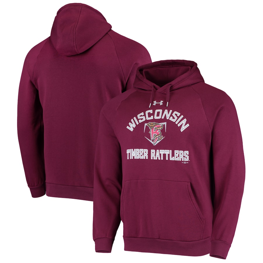 Men's Wisconsin Timber Rattlers Under Armour Maroon All Day Raglan Fleece Pullover Hoodie