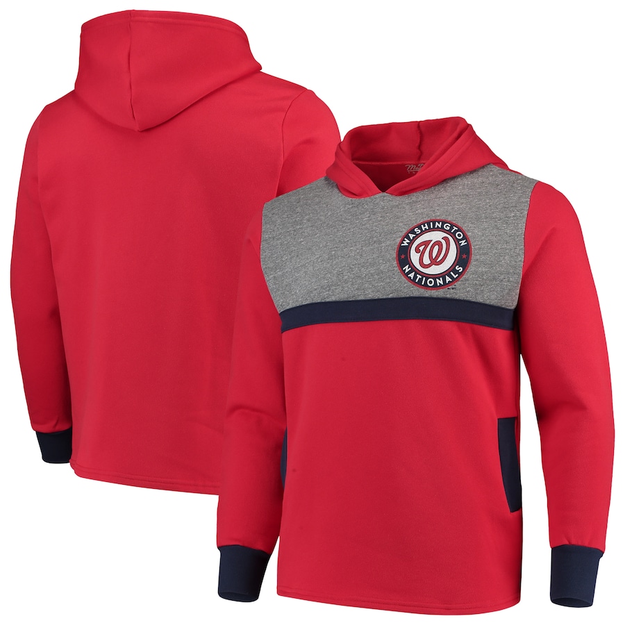Washington Nationals Majestic Threads Colorblocked Pullover Hoodie - Red/Navy Washington Nationals Majestic Threads Colorblocked Pullover Hoodie - Red/Navy