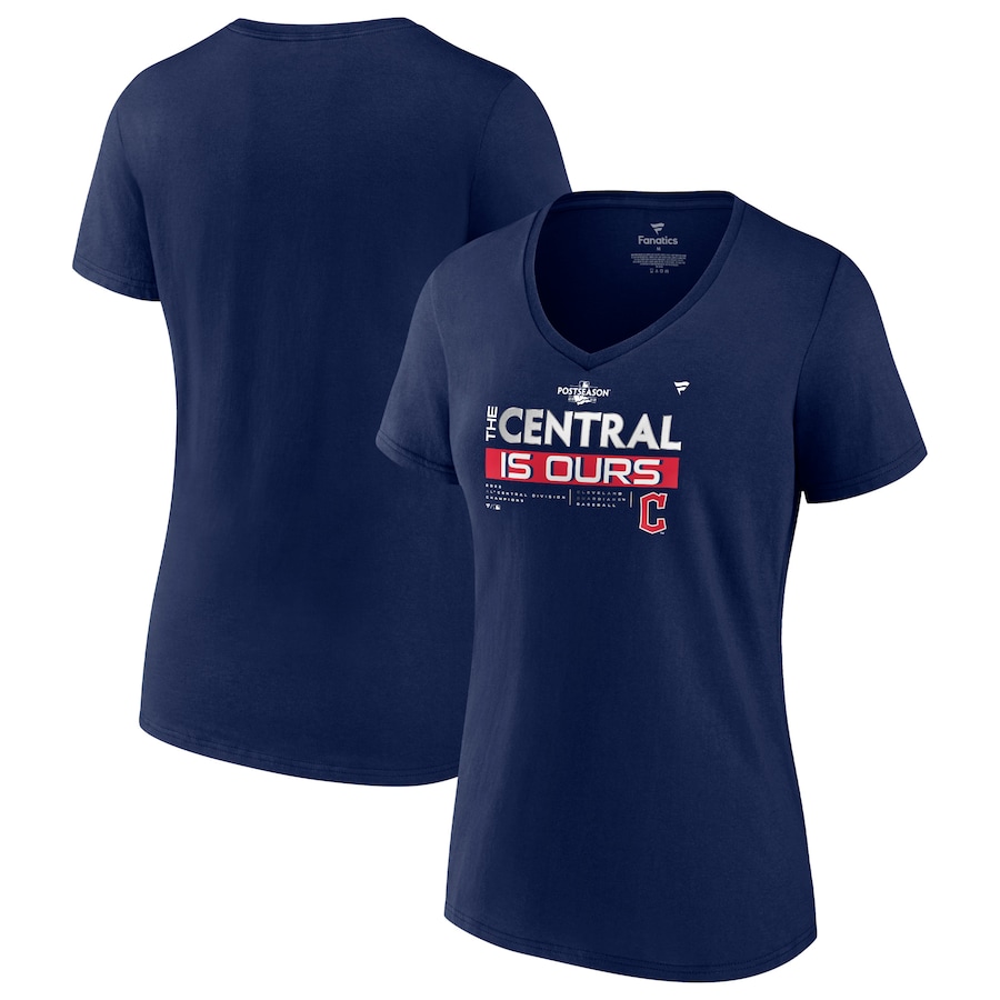 Women's Cleveland Guardians Navy 2022 AL Central Division Champions Locker Room V-Neck T-Shirt Women's Cleveland Guardians Navy 2022 AL Central Division Champions Locker Room V-Neck T-Shirt