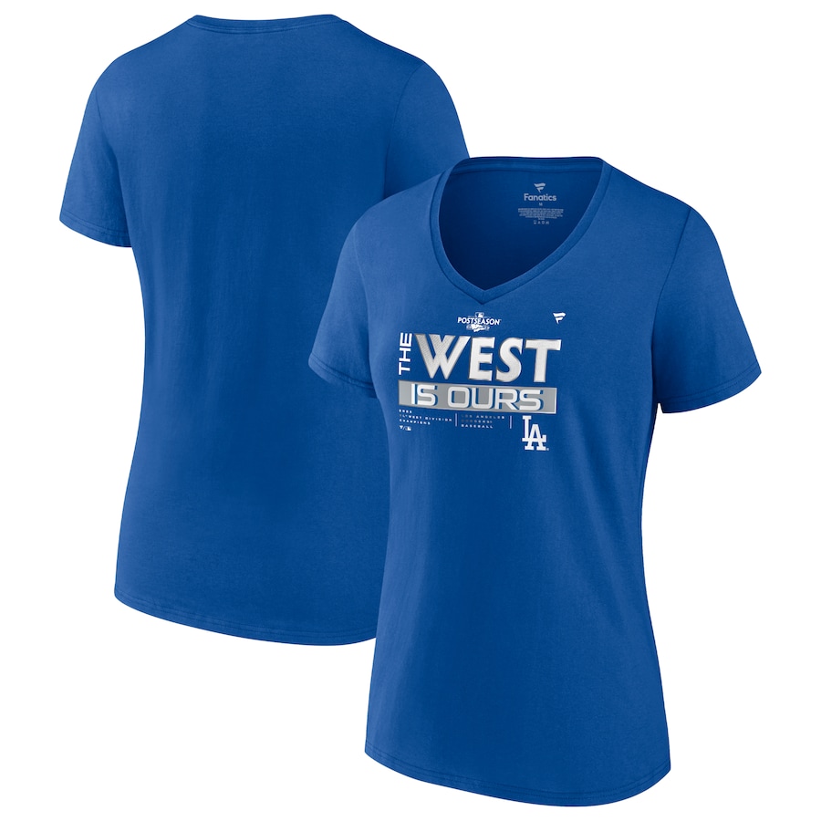 Women's Los Angeles Dodgers Royal 2022 NL West Division Champions Locker Room V-Neck T-Shirt