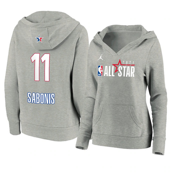 Domantas Sabonis 2021 NBA All-Star Game Official Logo Pullover Hoodie Women's Gray Domantas Sabonis 2021 NBA All-Star Game Official Logo Pullover Hoodie Women's Gray