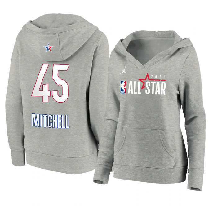 Donovan Mitchell 2021 NBA All-Star Game Official Logo Pullover Hoodie Women's Gray