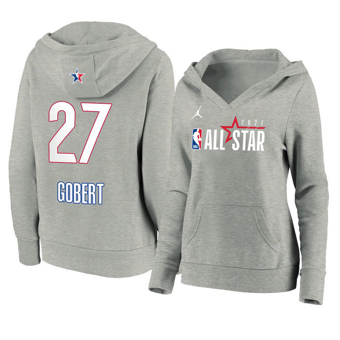 Rudy Gobert 2021 NBA All-Star Game Official Logo Pullover Hoodie Women's Gray Rudy Gobert 2021 NBA All-Star Game Official Logo Pullover Hoodie Women's Gray