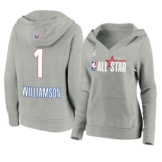 Zion Williamson 2021 NBA All-Star Game Official Logo Pullover Hoodie Women's Gray Zion Williamson 2021 NBA All-Star Game Official Logo Pullover Hoodie Women's Gray